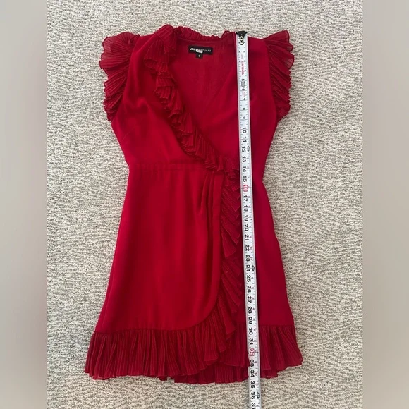 Jill Stuart Red Ruffle Wrap Dress Size 6 Cocktail Evening Party - Picture 9 of 10